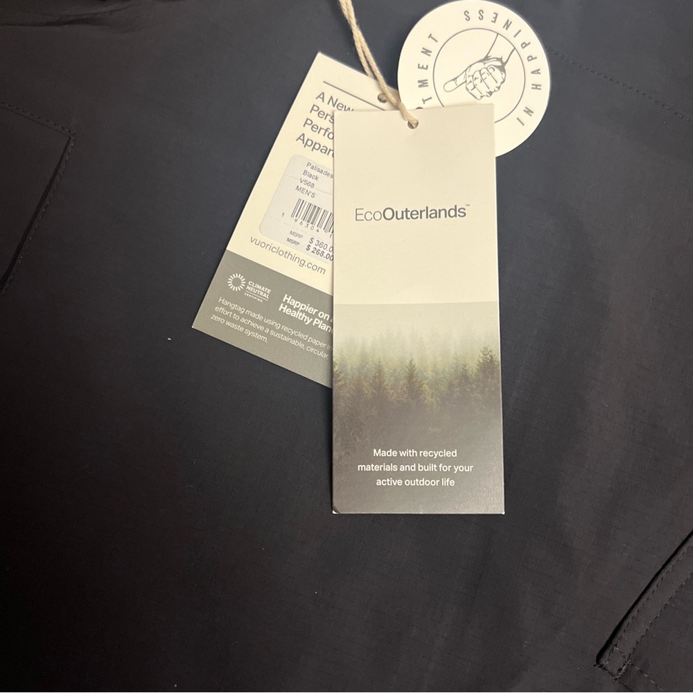 Vuori Men’s Palisades Long Rain Water-proof Hooded Jacket Black Size XL new - Picture 3 of 5